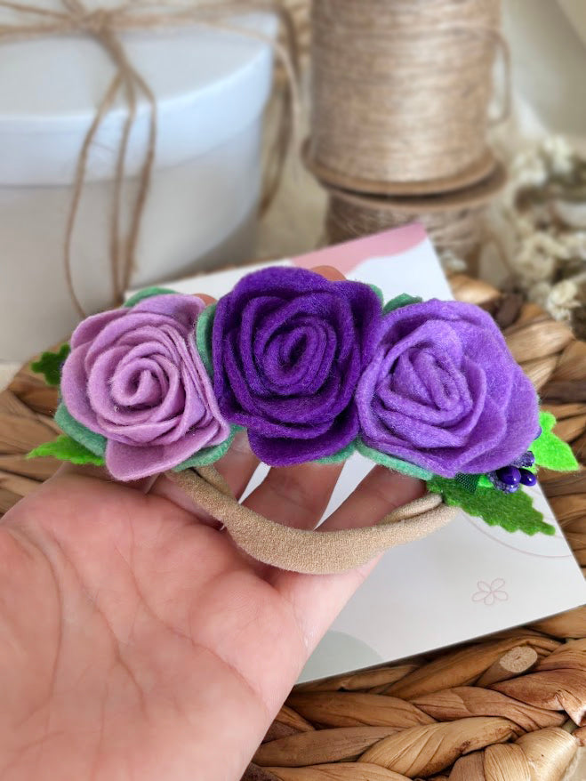Purple Rose Baby Headband