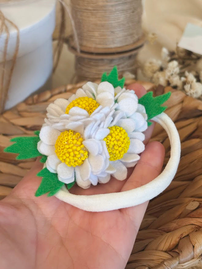 White Daisy Baby Headband