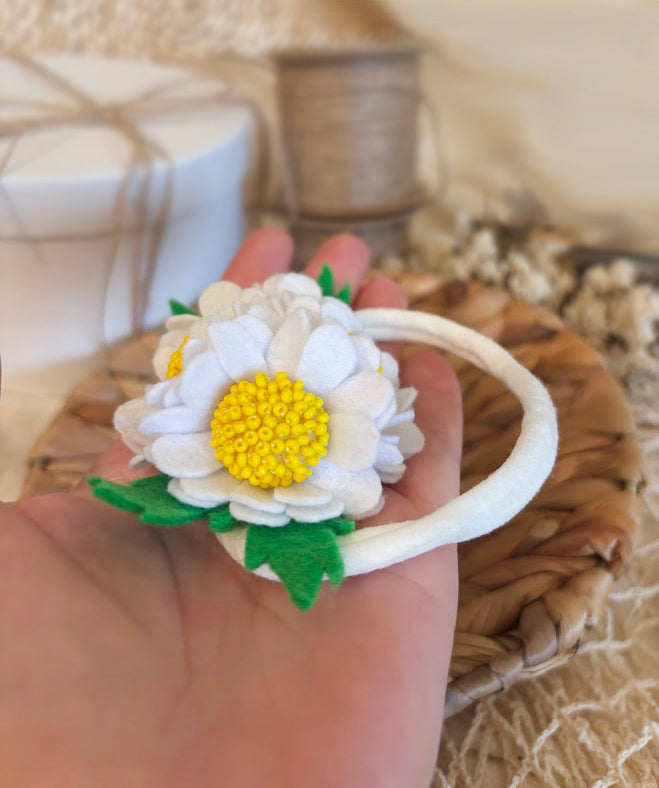 White Daisy Baby Headband