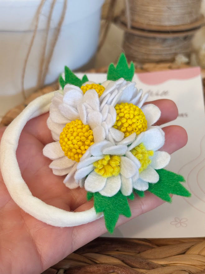 White Daisy Baby Headband