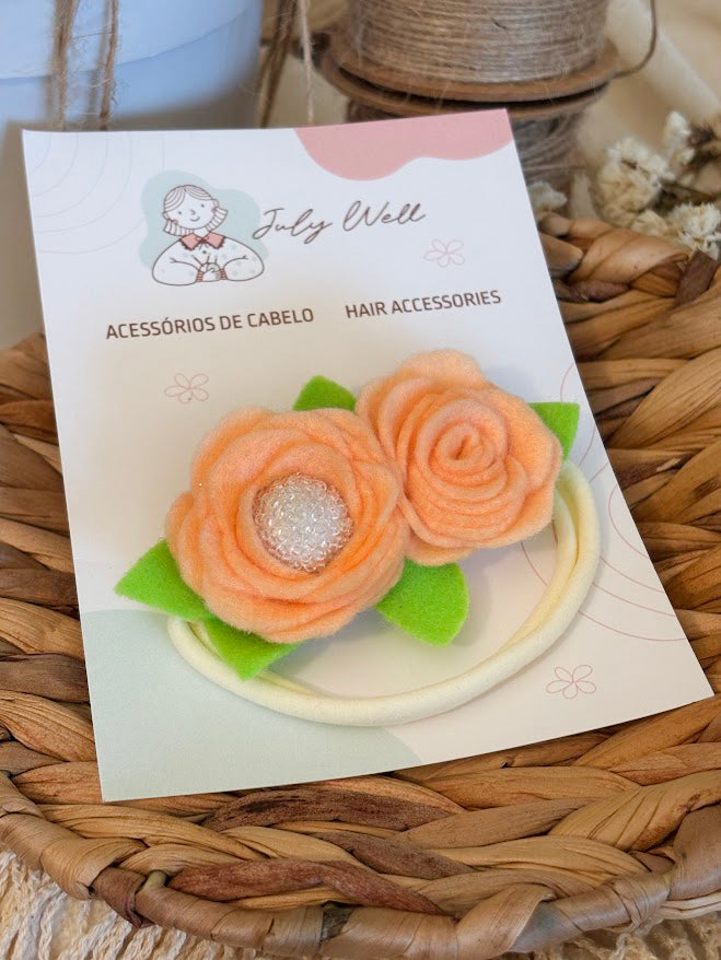 Peach Rose Baby Headband