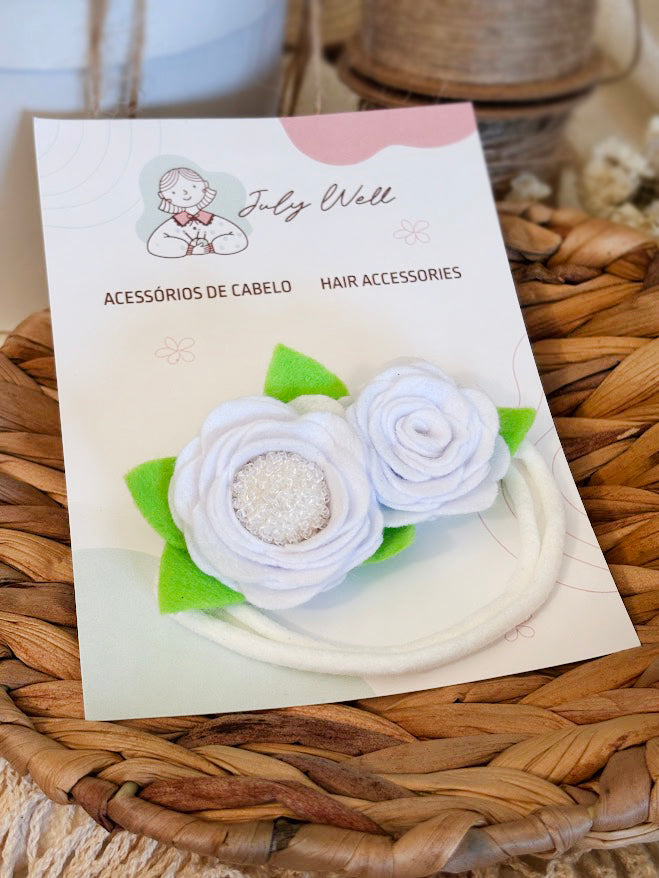 White Rose Baby Headband