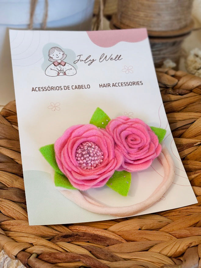 Pink Rose Baby Headband