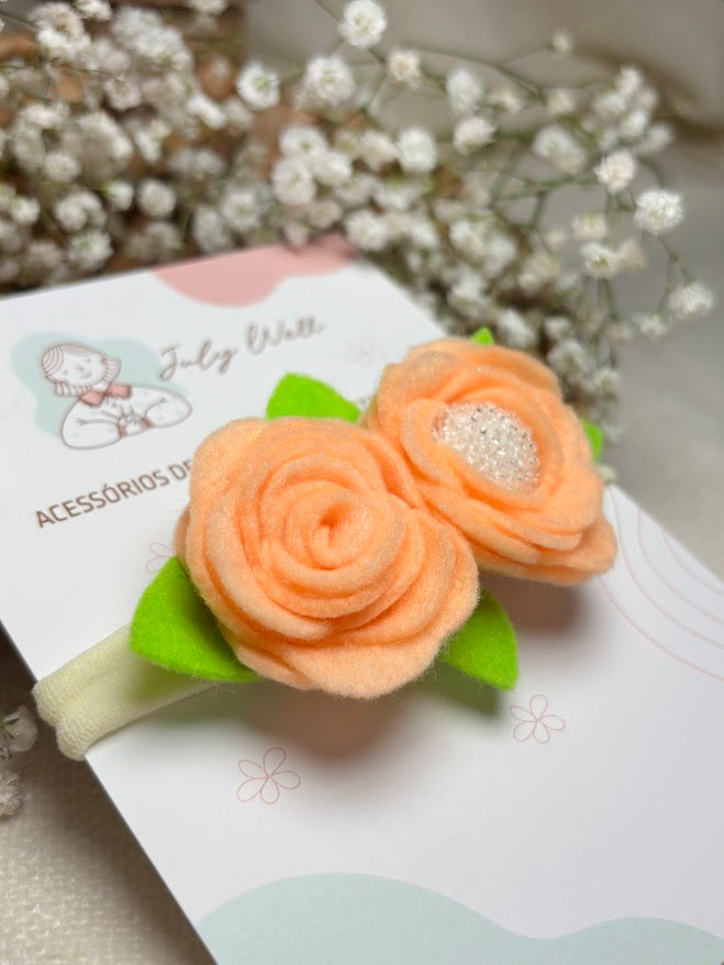 Peach Rose Baby Headband