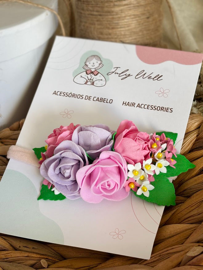 Pink & Purple Rose Baby Headband