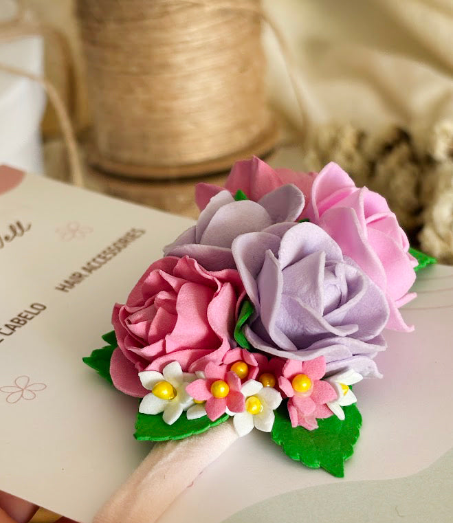 Pink & Purple Rose Baby Headband