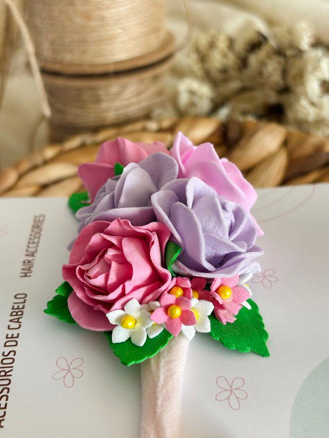 Pink & Purple Rose Baby Headband
