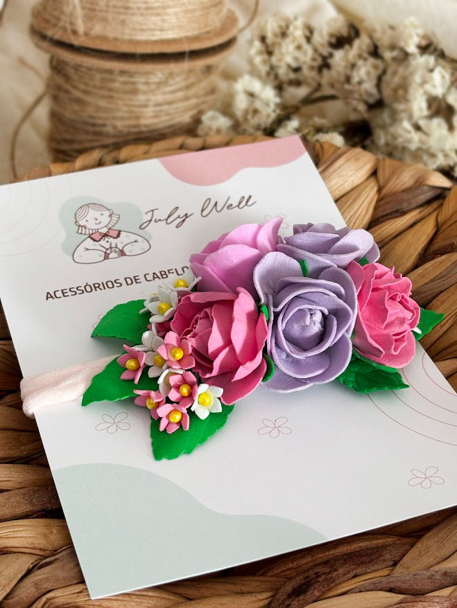 Pink & Purple Rose Baby Headband