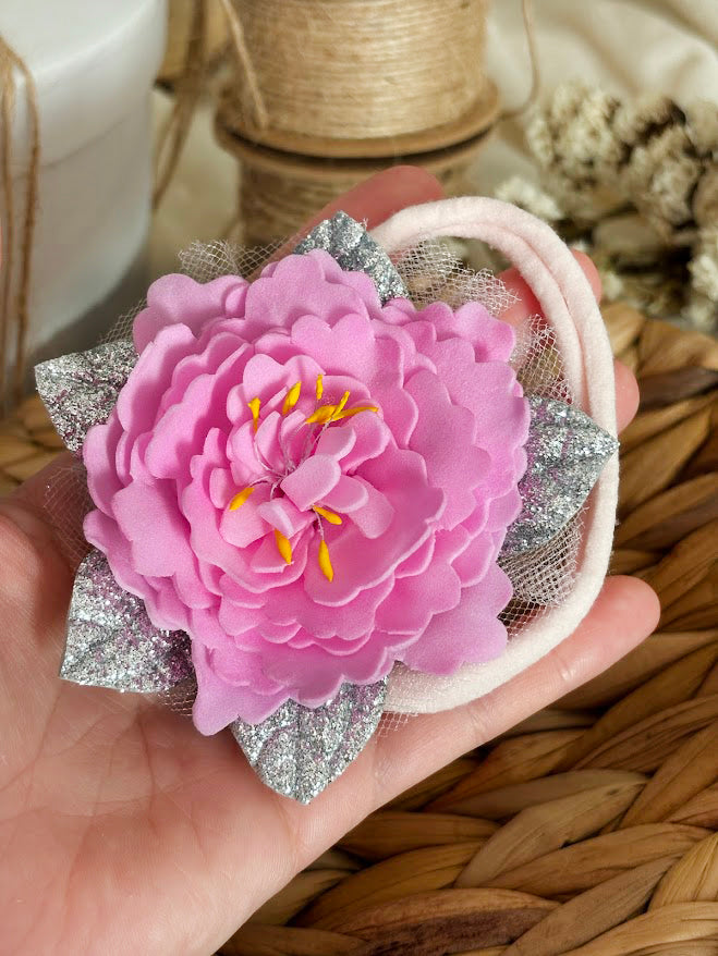 Baby Headband with Pink Flower