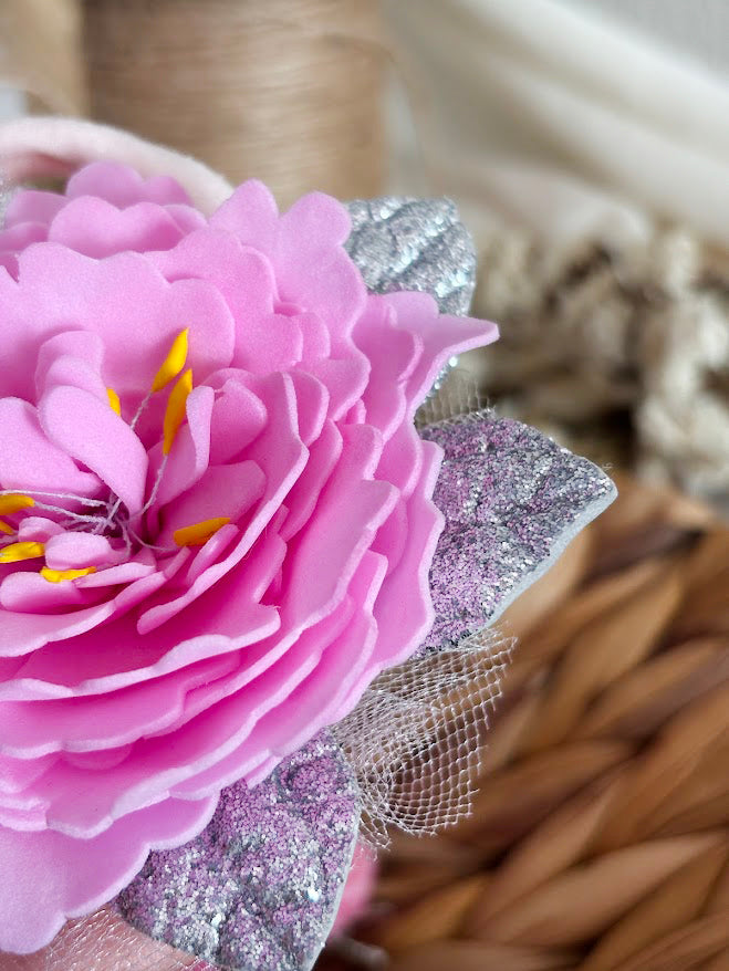 Baby Headband with Pink Flower