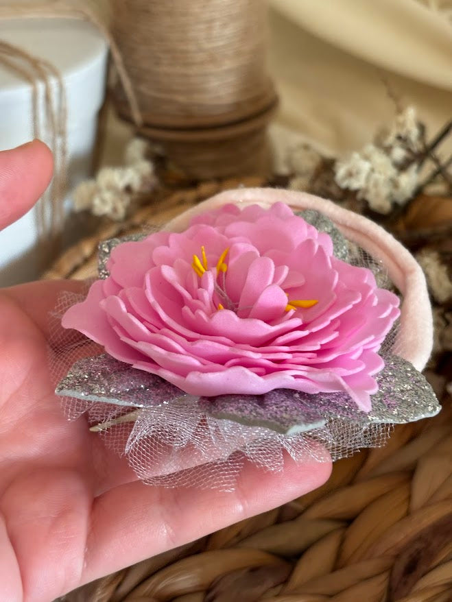 Baby Headband with Pink Flower
