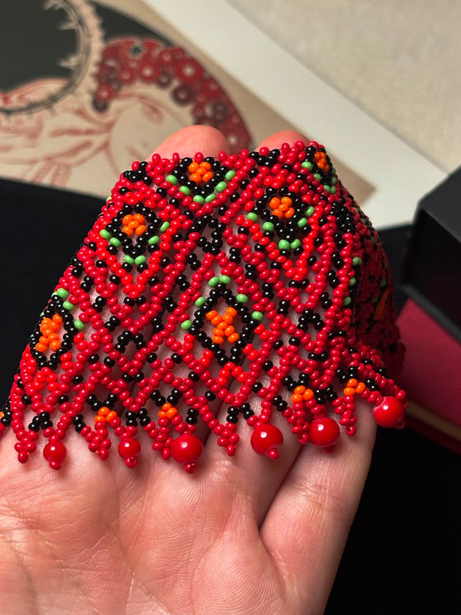 Red Mosaic Beaded Necklace