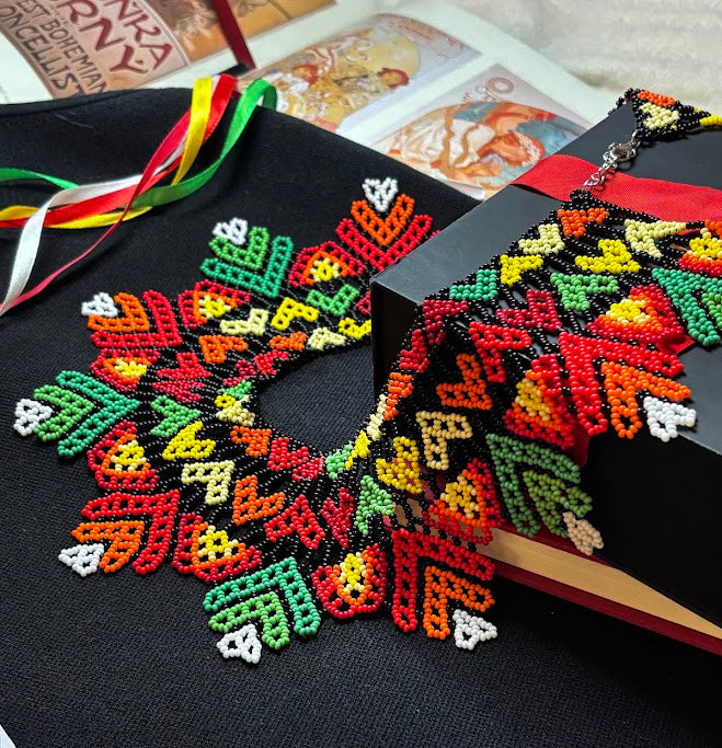 Festive Floral Beaded Necklace
