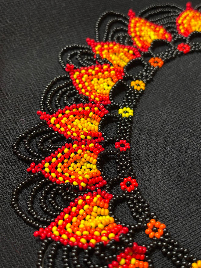 Flame Beaded Collar with Lace Edge
