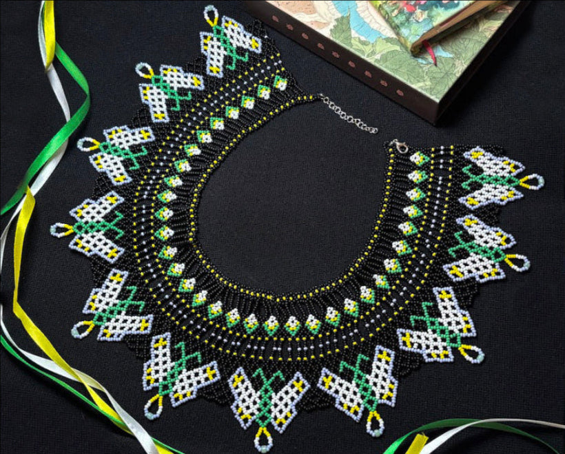 Butterfly Garden Beaded Collar Necklace
