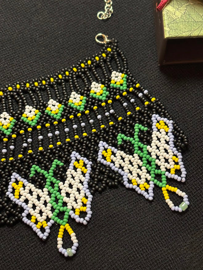 Butterfly Garden Beaded Collar Necklace