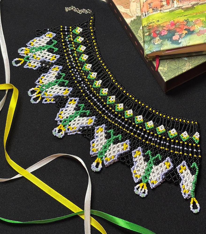 Butterfly Garden Beaded Collar Necklace