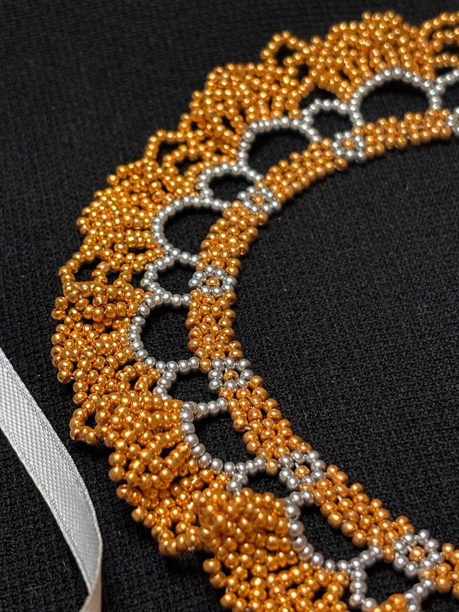 Golden Lace Beaded Collar Necklace
