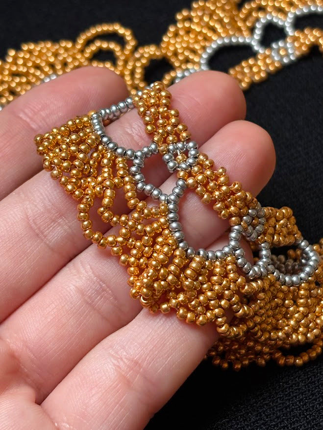 Golden Lace Beaded Collar Necklace