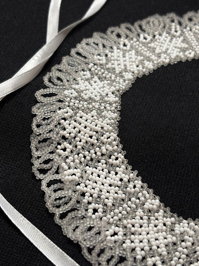 White Star Beaded Collar Necklace