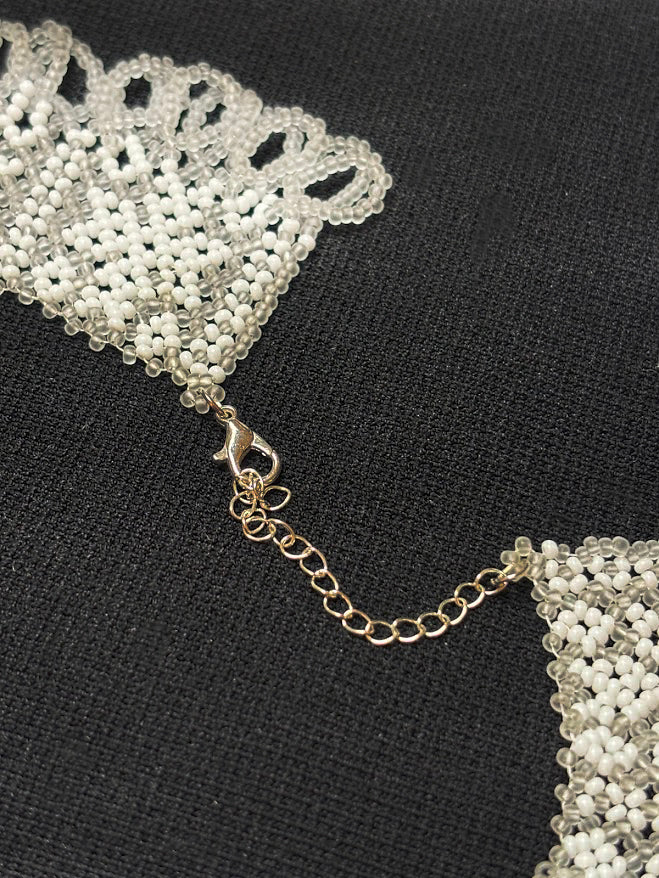 White Star Beaded Collar Necklace