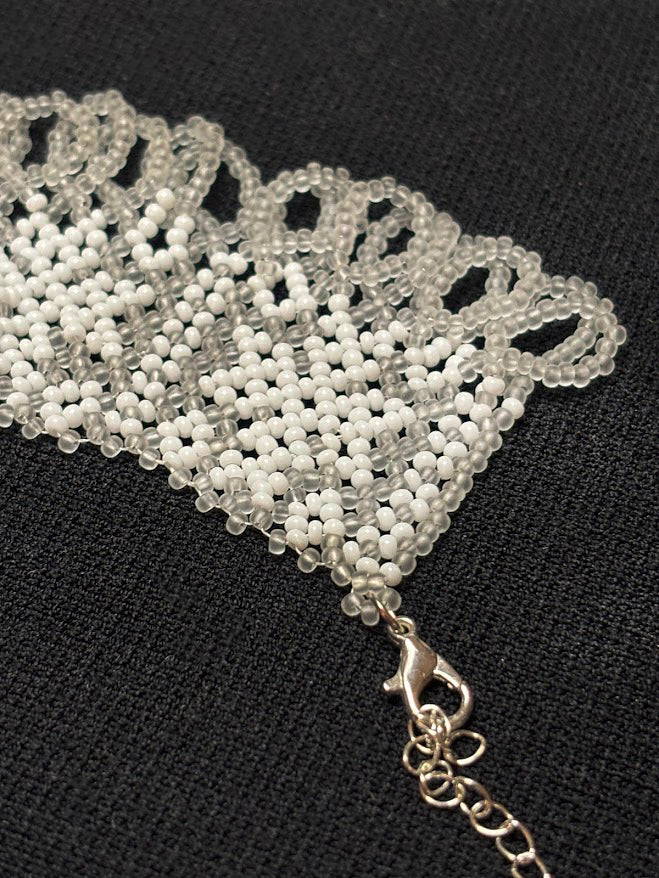 White Star Beaded Collar Necklace