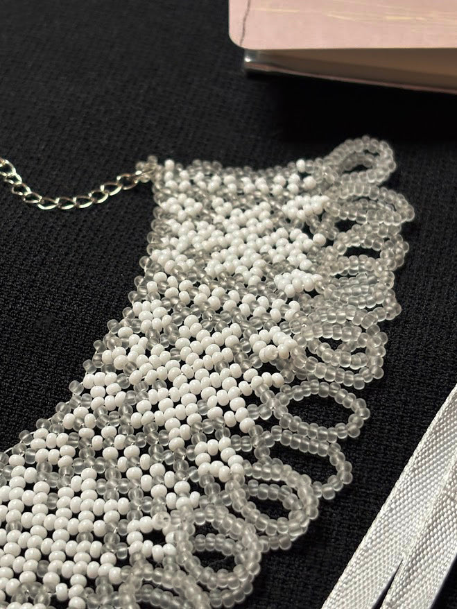 White Star Beaded Collar Necklace