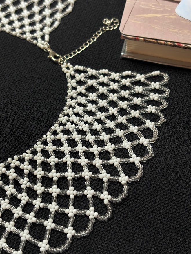 Soft Crystal Beaded Lace Collar