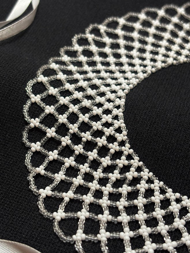 Soft Crystal Beaded Lace Collar