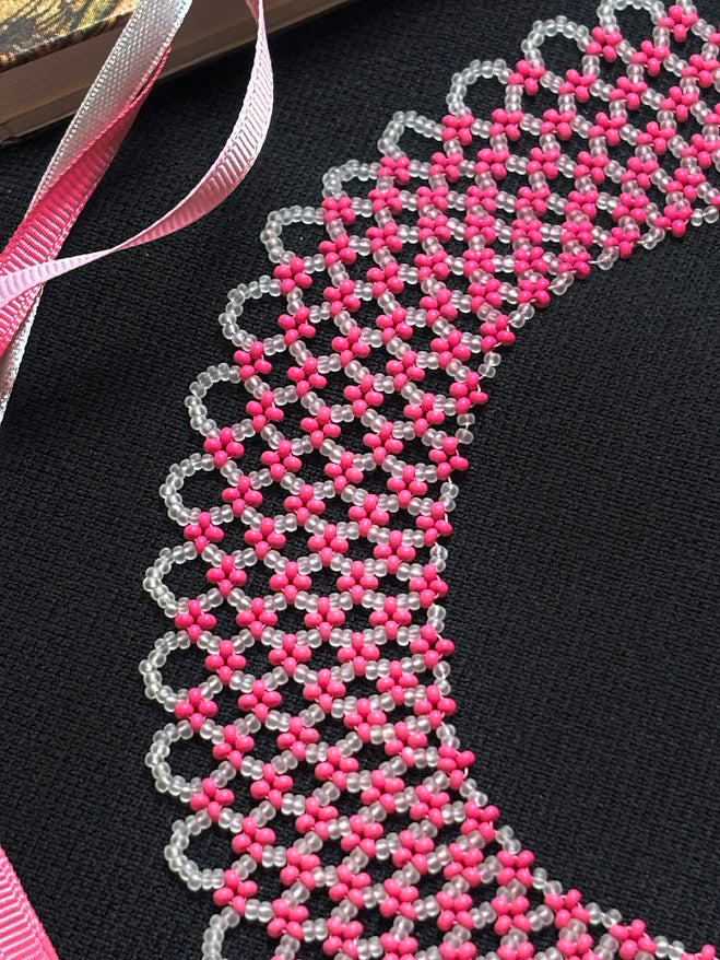 Pink Crystal Lace Collar Necklace