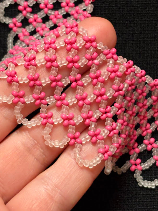 Pink Crystal Lace Collar Necklace