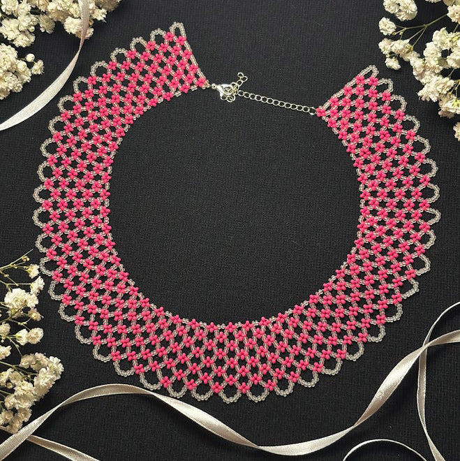 Pink Crystal Lace Collar Necklace