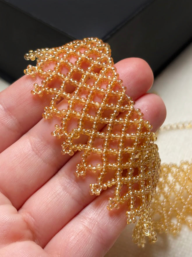 Handmade Beaded Necklace "Golden Lace"