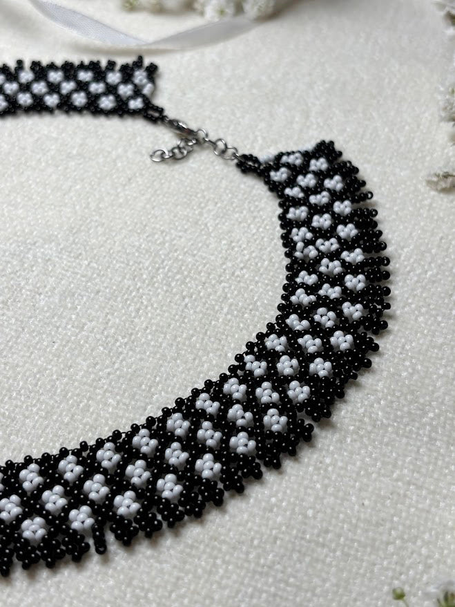 Handmade Beaded Necklace "Classic Monochrome"