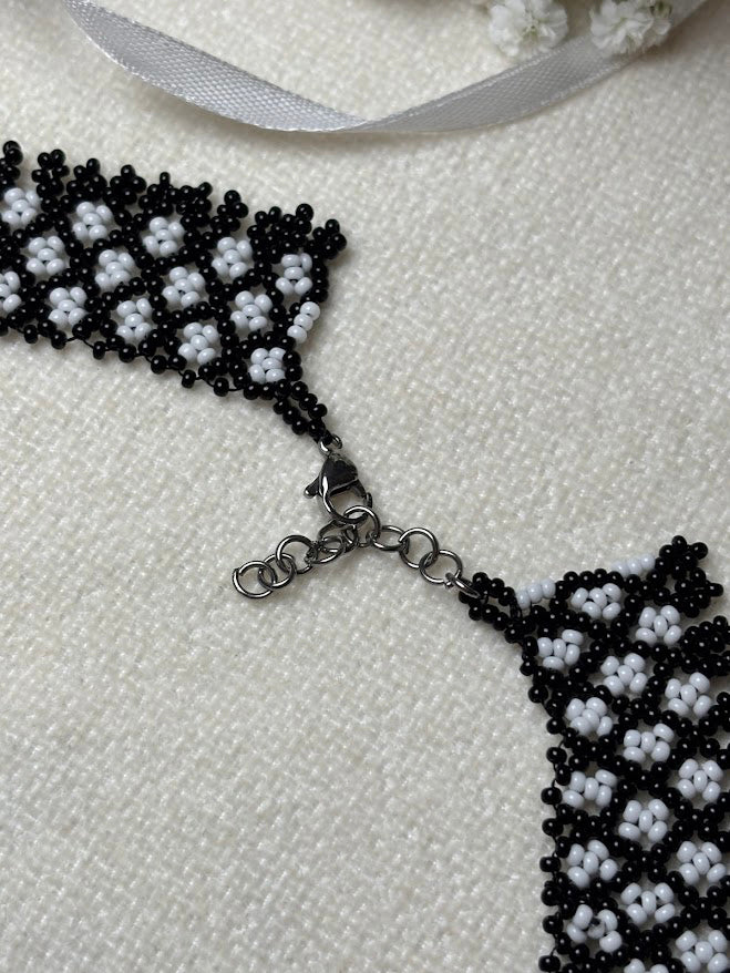 Handmade Beaded Necklace "Classic Monochrome"