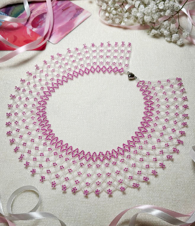 Handmade Beaded Necklace "Pink Blossom"