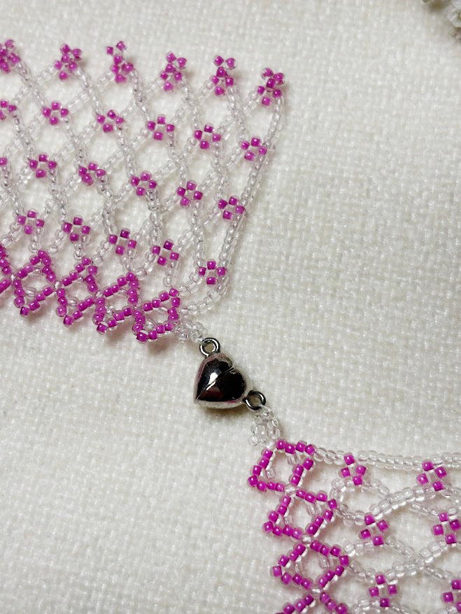 Handmade Beaded Necklace "Pink Blossom"