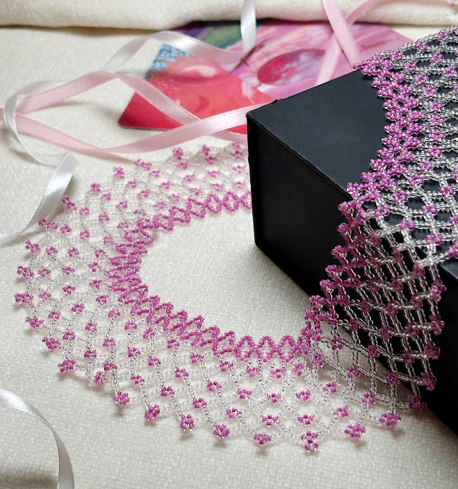 Handmade Beaded Necklace "Pink Blossom"