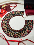 Luxurious Red Black and Gold Beaded Collar Necklace