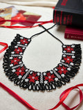 Handmade Beaded Necklace "Red Stars"
