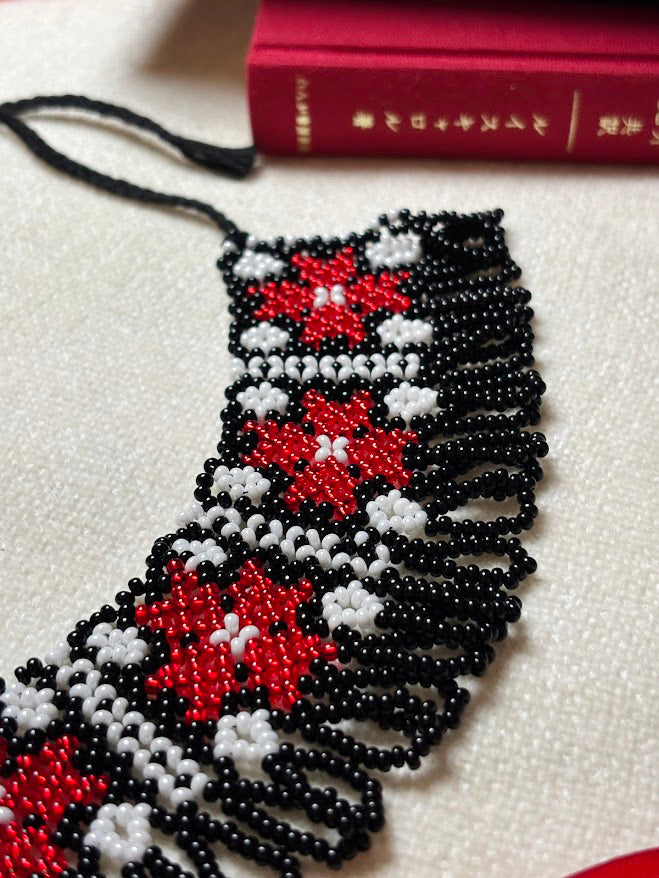 Handmade Beaded Necklace "Red Stars"