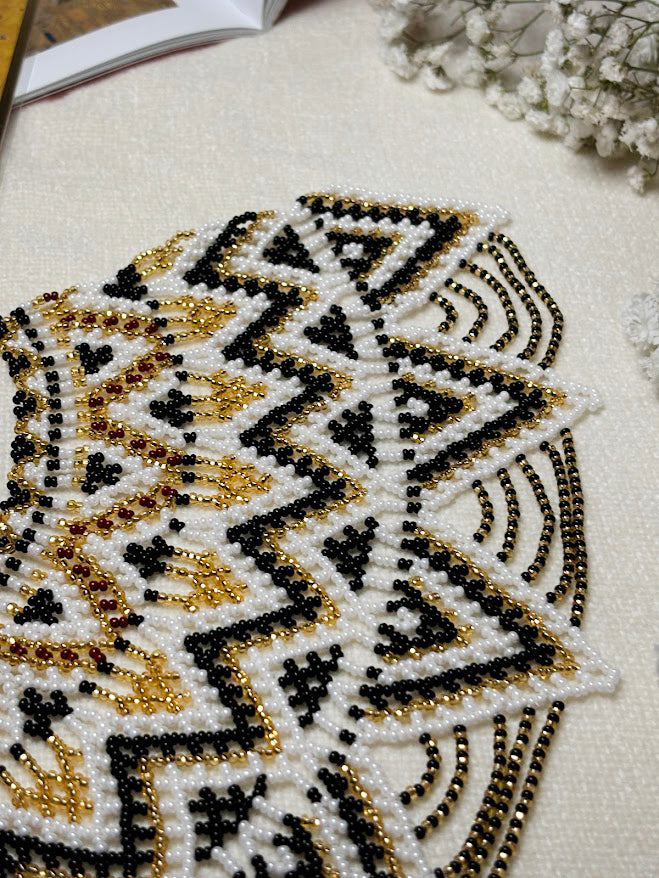 Luxurious Beaded Statement Collar with Intricate Geometric Pattern