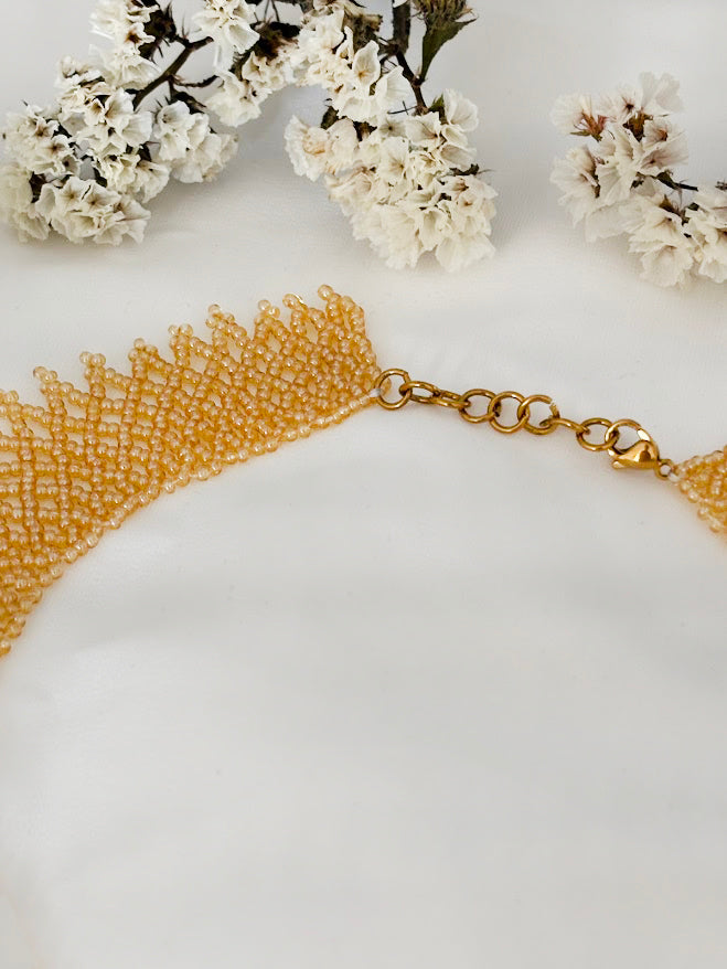 Handmade Beaded Necklace "Golden Lace"