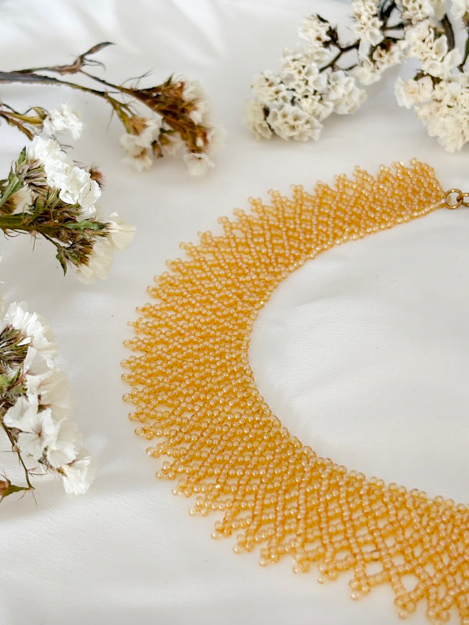 Handmade Beaded Necklace "Golden Lace"