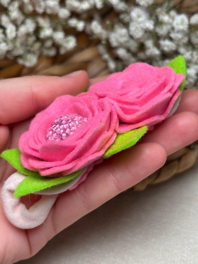 Pink Rose Baby Headband