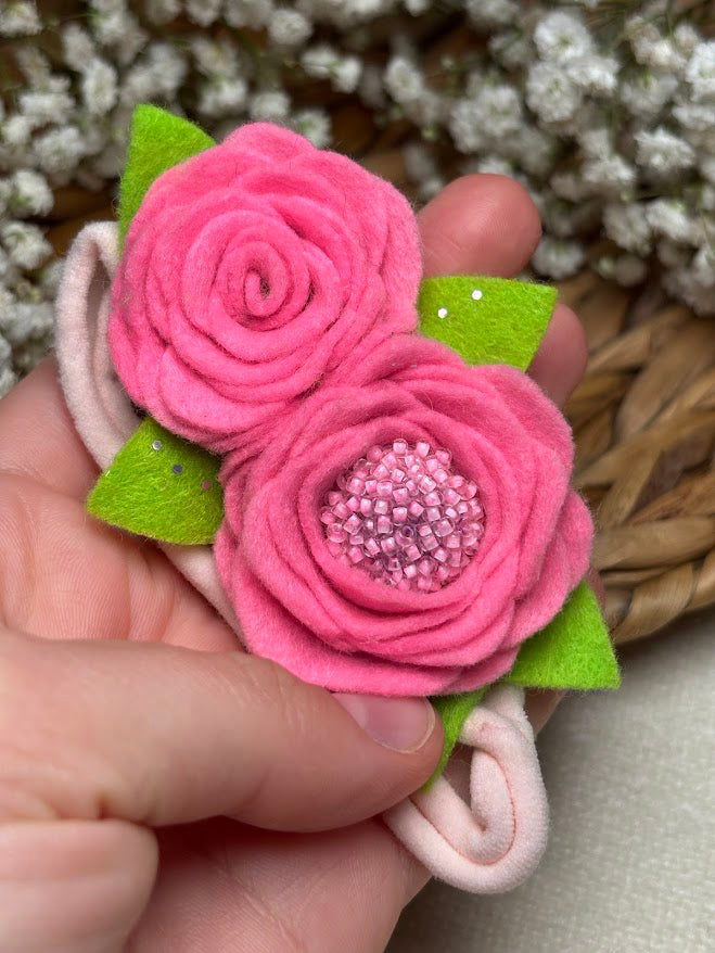 Pink Rose Baby Headband