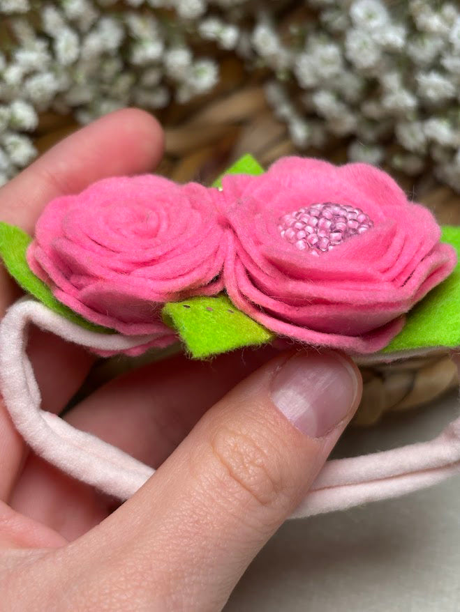 Pink Rose Baby Headband