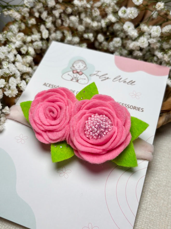 Pink Rose Baby Headband
