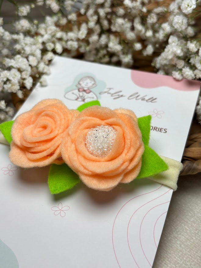 Peach Rose Baby Headband