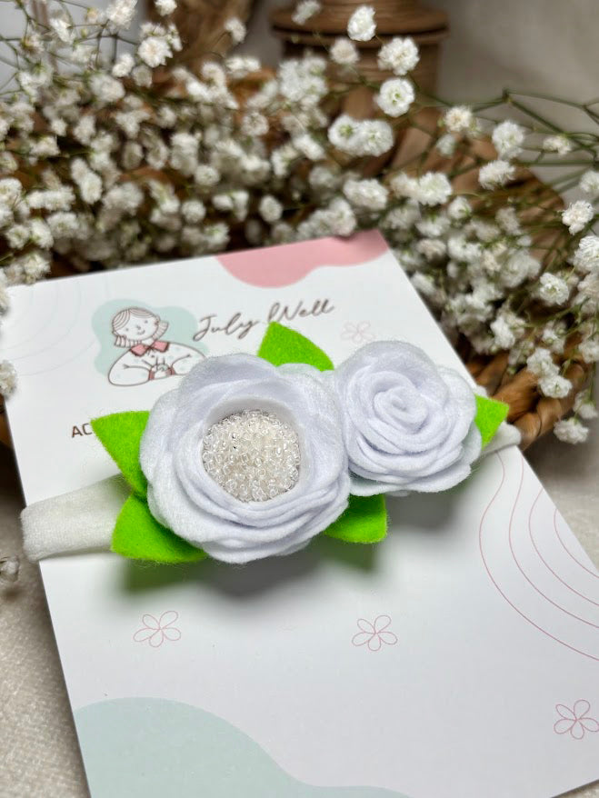 White Rose Baby Headband